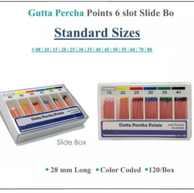 120/Pk 牙齿牙髓根管根管古塔 Percha Points Standart 锥形 15-80# — 第 1/3 张图片