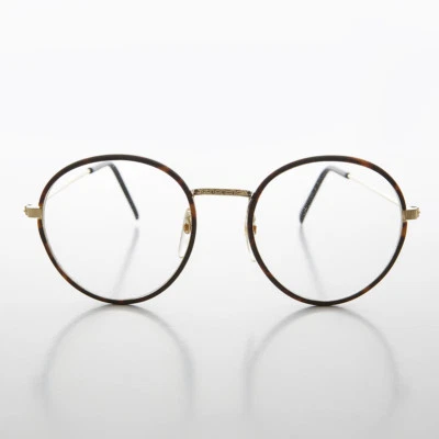 Round Preppy Vintage Glasses Brown Tortoise Frame - Einstein - Image 1 of 4