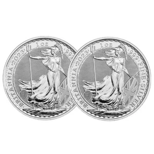 Lot of 2 - 2023 U.K. 2 Pound Silver Britannia .999 1 oz BU - Picture 1 of 2