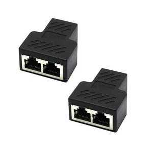 2Pack RJ45 Splitter Cable Adapter Connector Dual Female Socket Port CAT5/CAT 6 - Afbeelding 1 van 14