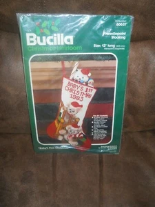BUCILLA BABY'S FIRST CHRISTMAS NEEDLEPOINT STOCKING 12" LONG - Picture 1 of 2