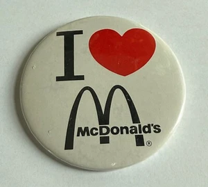 1980s I LOVE MCDONALDS Employee 3" Round Button - Picture 1 of 3