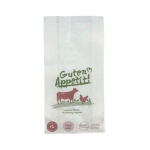 1000 Metzgerfaltenbeutel Nr 5 Druck Guten Appetit 12x5x25cm weiß (42600) - Bild 1 von 1