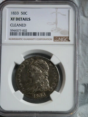 1833 CAPPED BUST HALF DOLLAR / 50 CENT - NGC XF DETAILS - Image 1 of 2