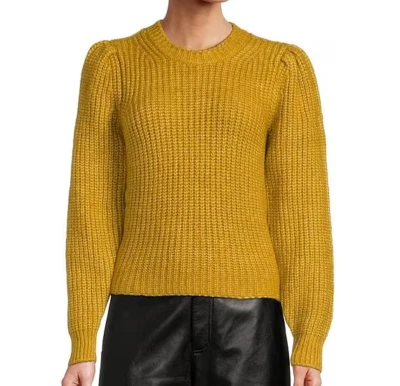 NWT Antonio Melani Pea GOLD WHEAT Ribbed ASHWIN KNIT Sweater Ladies L GORGEOUS - Image 1 of 4