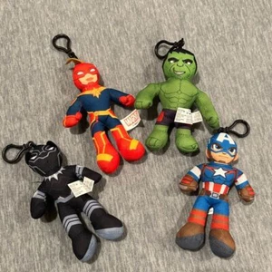 Marvel set clip on stuffed action figures Hulk Capt.Marvel America Black Panther - Picture 1 of 15