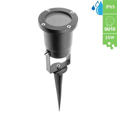 Bodenleuchte / Gartenstrahler mit Erdspieß / IP65 / GU10 / 50W / schwarz / grau - Bild 1 von 3