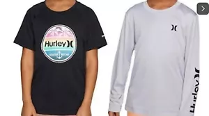 Hurley youth 2Pc UPF 50+ Swim Top Rash Guard Quick Dry Long/Short Sleeve - Picture 1 of 4