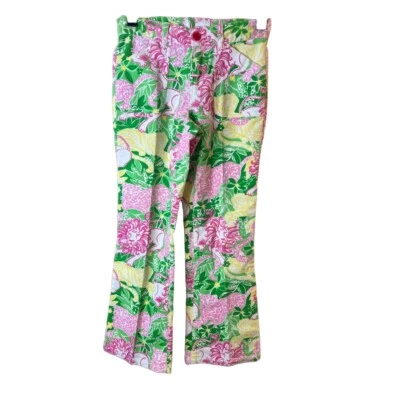 Pantalones acampanados Lilly Pulitzer niñas multicolor floral pana bolsillos delanteros 8 Foto 1 de 4