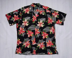 Camisa de campamento hawaiana Gitman vintage $245 negra hibisco rojo rayón S/S S - Imagen 1 de 7