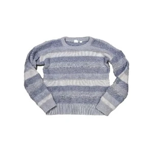 Gap Kids Girl Gray Silver Warm Winter Holiday Striped Long Sleeve Sweater L 10 - Picture 1 of 4