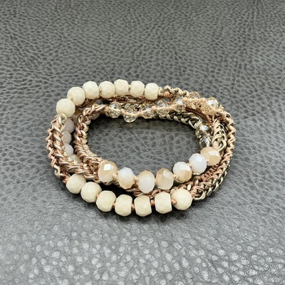 Chloe + Isabel Womens Beaded Chain Wrap Necklace Bracelet Neutral Crystal Boho - Image 1 of 4