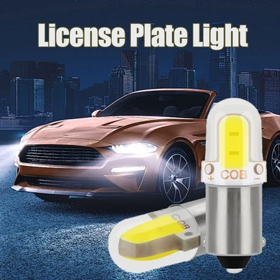 2Pcs BA9S LED T4W H6W CANBUS COB Bulbs White Car License Plate Light Lamps 6000K - Image 1 of 4