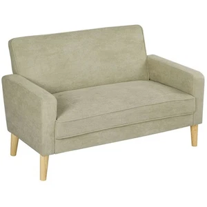 HOMCOM 2 Seater Sofa, Velvet-Feel Upholstered Loveseat for Small Space, Beige - Picture 1 of 11