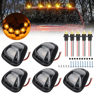 5x Smoke LED Cab Roof Light Len Marker Amber Fit Ford F250 F350 F450 Super Duty - Image 1 of 4