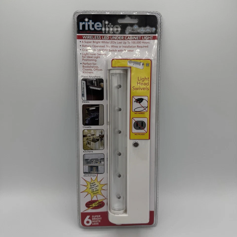 Ritelite Wireless LED Under Cabinet Light 6 Super Bright White LEDs - Image 1 of 2