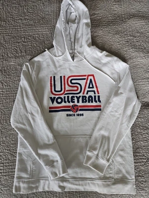 Sudadera con Capucha De Colección Delta Fleece Voleibol Olímpico EE. UU. Blanca Talla Grande Foto 1 de 4