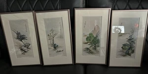 Vintage 1950’s 4 Season Watercolor Lithographs By Ling-Fu Yang Japanese Artist - Bild 1 von 9