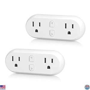 Enchufe Inteligente 15A Toma WiFi Doble Enchufe, Funciona con Alexa y Google Home, Paquete de 2 - Imagen 1 de 6