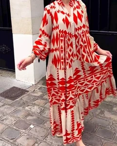 Vestidos Vestido Manga Larga Damas Fiesta Cuello en V Solero Mujeres - Imagen 1 de 5