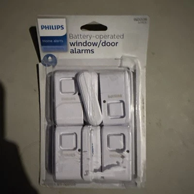 PHILIPS 4-Pack WIRELESS WINDOW DOOR ALARM Indoor Home Security MAGNETIC SENSOR - Image 1 of 2