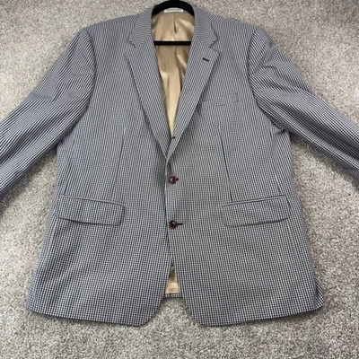ORVIS Mens Gingham Sport Coat Blazer Jacket Blue and Tan 50R Costal Career - image 1 of 4
