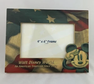Vintage Disney Mickey Mouse Photo Frame USA  Flag Salute 4 X 6 Disney World BN23 - Picture 1 of 5