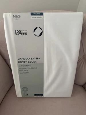 M&S 300 TC Bamboo Sateen double Size Duvet Cover white BNWT marks And Spencer