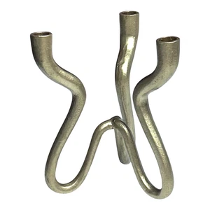 Triple Candle Holder Candelabra Vintage Brass Finish Taper Candlestick Stand - Picture 1 of 2