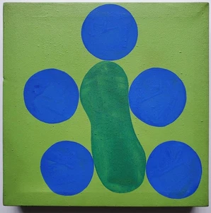 Cuadro acrílico círculo abstracto moderno vanguardia Gudrun Freder herencia 1998 - Imagen 1 de 9