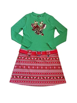 Vestido Rudolph Navidad Rosa y Violeta Niñas XL 14/16 Rojo Verde Lentejuelas Vacaciones Foto 1 de 4