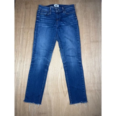 Pantalones de mezclilla PAIGE Skyline ajustados para mujer talla 29 azul dobladillo deshilachado Foto 1 de 4