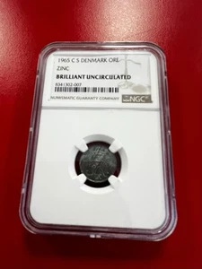 1965 C S DENMARK 1 ORE COIN Brilliant Uncirculated NGC Zinc World Certified BU - Picture 1 of 11