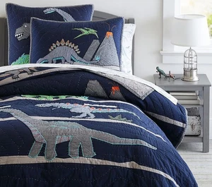 Pottery barn kids Warren Dinosaur Full/Queen Quilt & 3 Pillow Shams - Picture 1 of 12