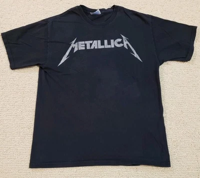 Vintage Y2K  Hanes Metallica Silver Logo Black 2001 T-Shirt  - Image 1 of 4