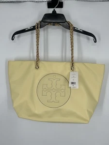 Tory Burch Lemon Sugar Ella Chain Tote Nylon Magnet Druckknopfverschluss Gelb Tasche - Bild 1 von 7