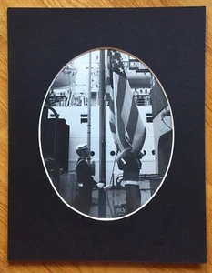 Vintage 1980’s B&W Photograph US Naval Ship "Colors" Russian Ship Alongside - Bild 1 von 6