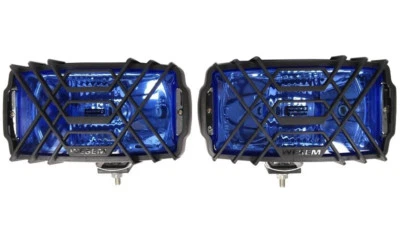 2x Fernscheinwerfer Blau Halogenscheinwerfer CHROM H3 123x220 m.Schutzgitter SET - Bild 1 von 4