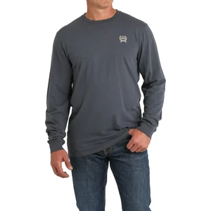 Cinch Mens Long Sleeve Blue Grey T-Shirt MTK1721013 - Picture 1 of 14