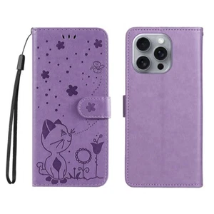 Cat Pattern Leather Magnetic Wallet Flip Case For iPhone 15 Pro Max 14 13 12 11  - Picture 1 of 44