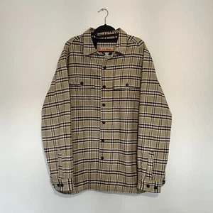 L.L.Bean Vintage Checked Padded Lined Shirt Jacket XL Men's Cream Brown Shacket - Picture 1 of 9