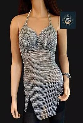 Ladies Viking Costume Chainmail Bra Top for Women Cosplay Accessories Costumes - Image 1 of 4