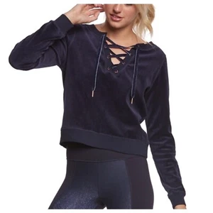 Betsey Johnson Performace Sweatshirt Lace-Up Pullover Navy NEW Size Medium - Picture 1 of 3