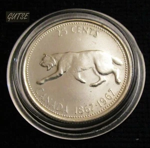 KANADA, 25 CENTS 1967, LINX, SILBER, UNZIRKULIERT. - Bild 1 von 2