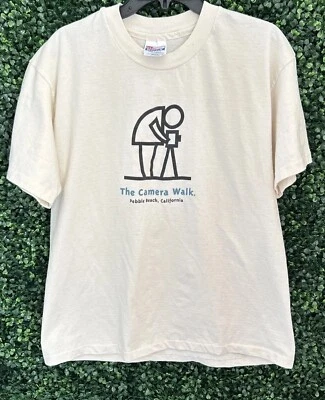 Винтажная футболка THE CAMERA WALK Pebble Beach California США одинарный шов размер большой - Изображение 1 из 4
