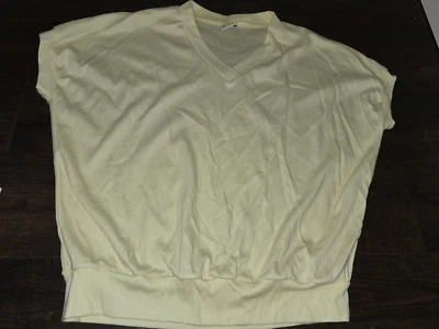 Vtg Ginnis Girl Top Shirt Woman's M ? Made USA Short Sleeve Pullover Yellow - Image 1 of 4