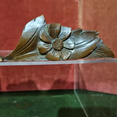 2 Scroll leaf flower wood carving pediment Antique French architectural salvage Cover