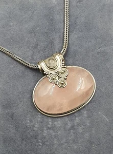 "COLLAR DE CUARZO ROSA Y PLATA 925 DE COLECCIÓN 41,5g 24" - Imagen 1 de 5