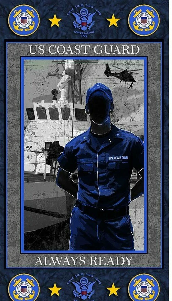 Panel de tela de algodón de la Guardia Costera de los Estados Unidos - Panel 100 % algodón de la Guardia Costera de los Estados Unidos Foto 1 de 1