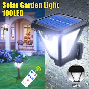 100 LED Solarleuchte mit Bewegungsmelder Außen Fluter Wandleuchte Straßenlaterne - Bild 1 von 29